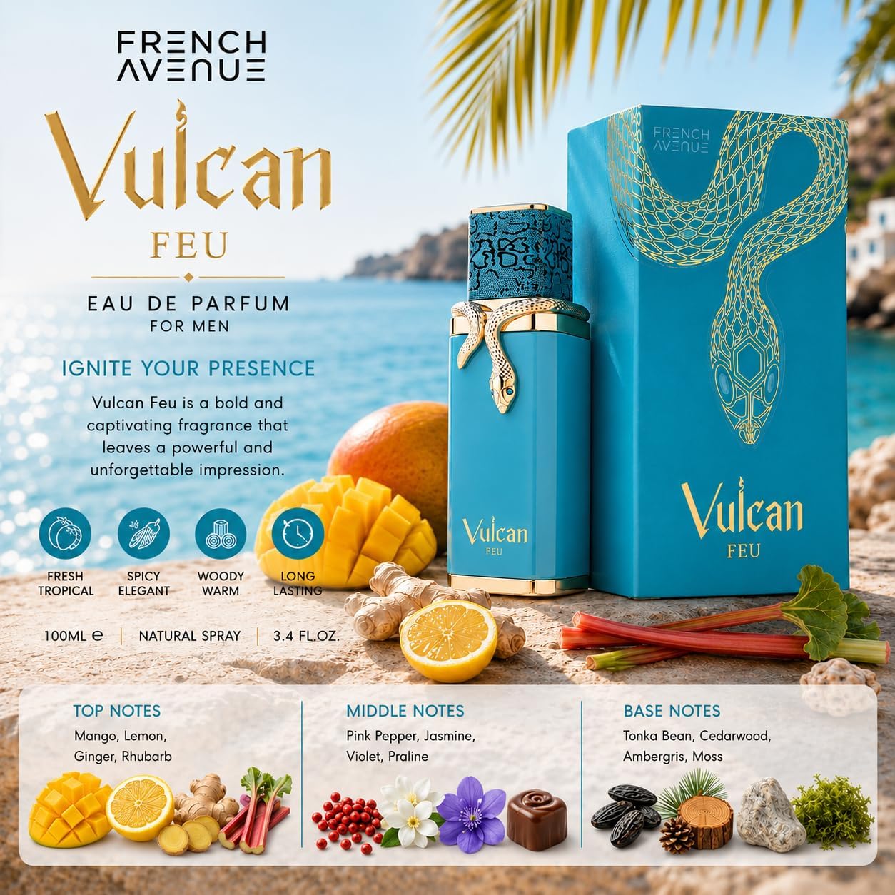 French Avenue Vulcan Feu EDP Unisex 3.4 Fl Oz
